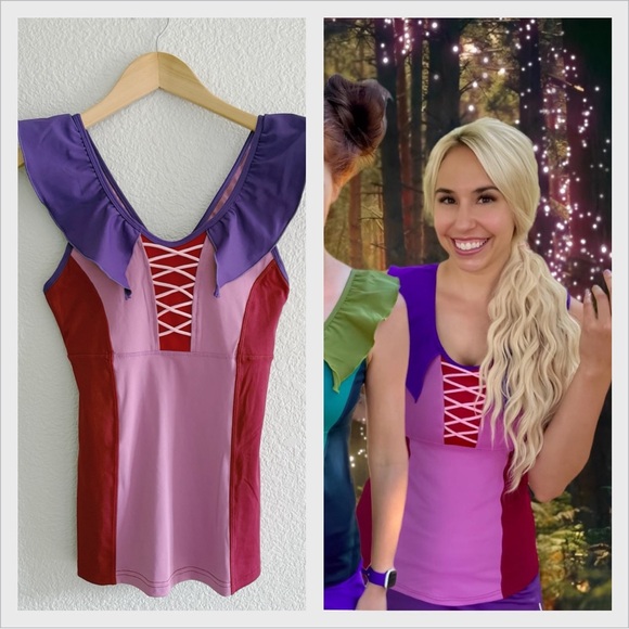 Crowned Athletics Sister Witch DARK PINK RUFFLE ATHLETIC TANK - Picture 2 of 8